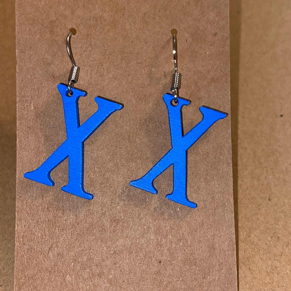 ☀️3/$9☀️ Letter “X” Wood Earrings (Blue)